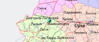 Map of the surroundings of the city of Dmitriev-Lgovsky from NaKarte.RU
