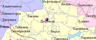 Map of the surrounding area of ​​the city of Dyurtyuli from NaKarte.RU