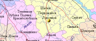 Map of the surroundings of the city of Lukoyanov from NaKarte.RU