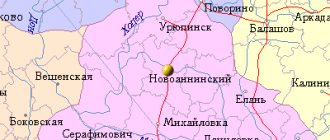 Map of the surroundings of the city of Novoanninsky from NaKarte.RU