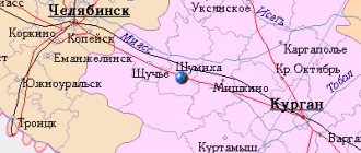 Map of the surrounding area of ​​the city of Shumikha from NaKarte.RU